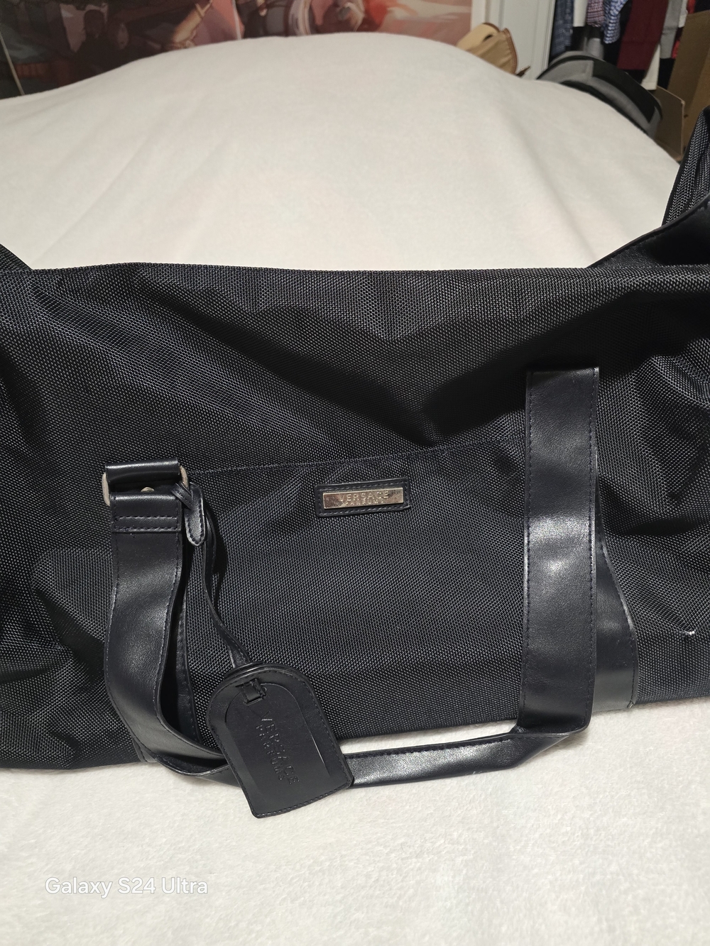 Versace Black Travel Duffel Bag for Men
